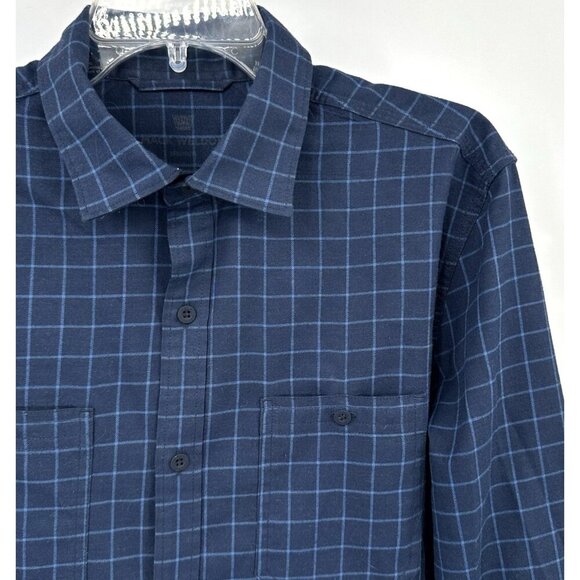 MACK WELDON casual button up shirt long sleeve cotton check blue MEDIUM - Picture 1 of 6